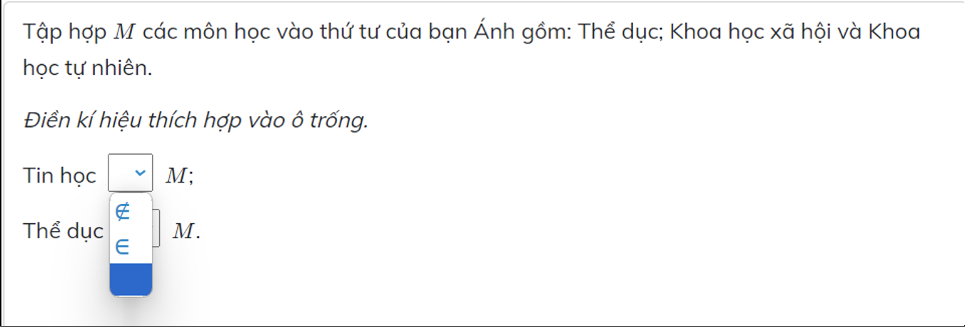 Câu hỏi dạng danh sách