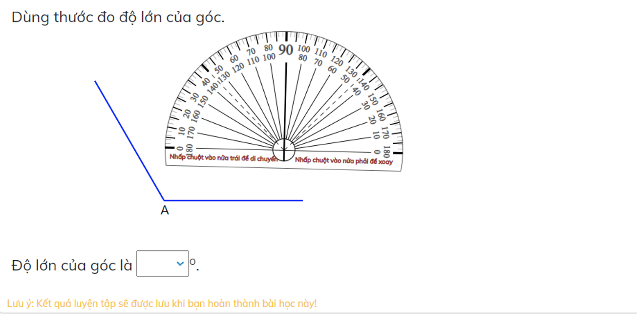 Câu hỏi Sử dụng thước để đo góc và trả lời