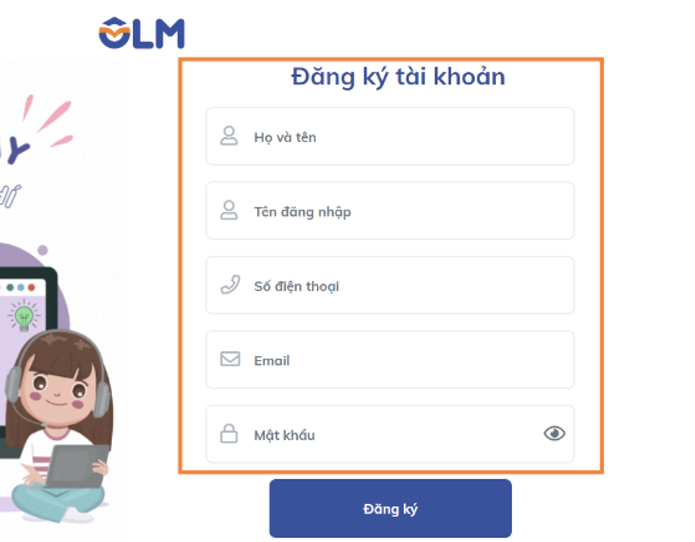 Đăng ký tài khoản học sinh trên OLM