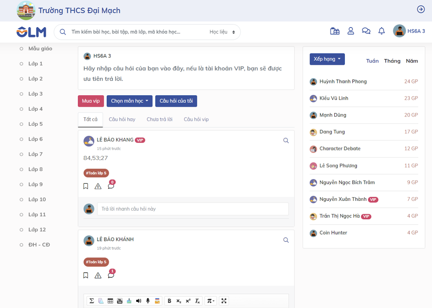 Diễn đàn hỏi đáp trên OLM
