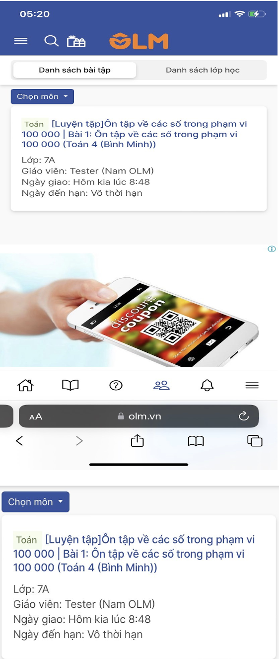 Học bải trên điện thoại