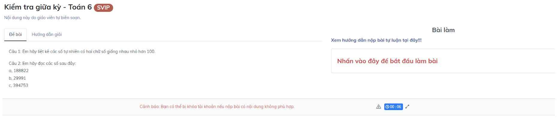 Nộp bài tự luận