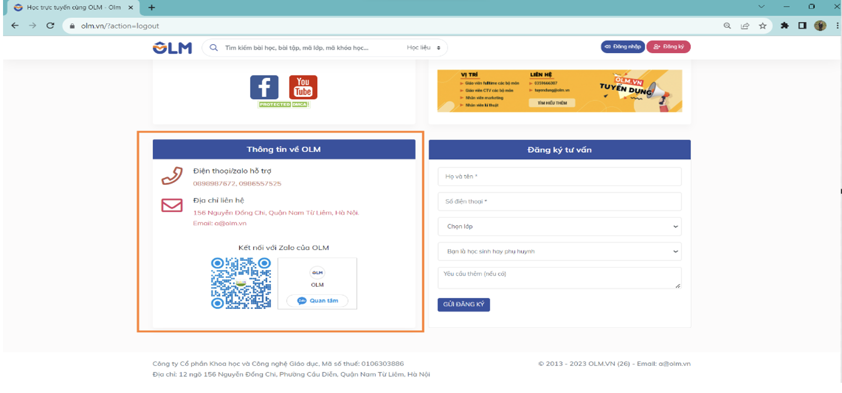 quên tài khoản hoặc mật khẩu trên OLM