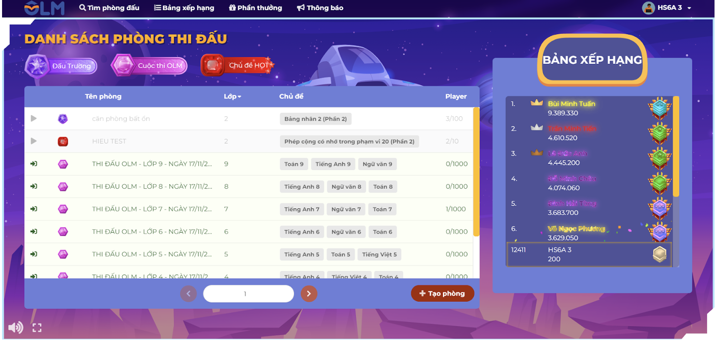 thi đấu trên OLM