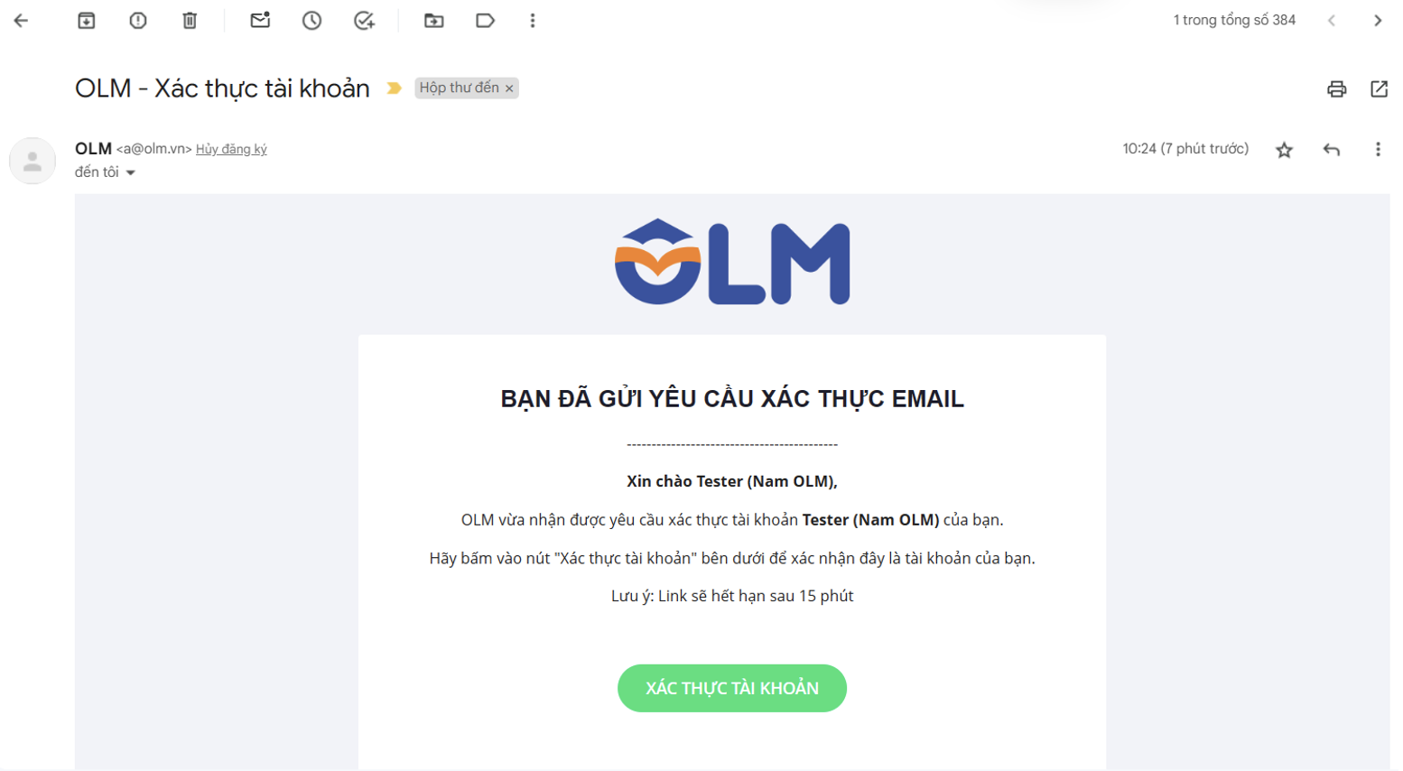 Xác thực email, số điện thoại trên OLM